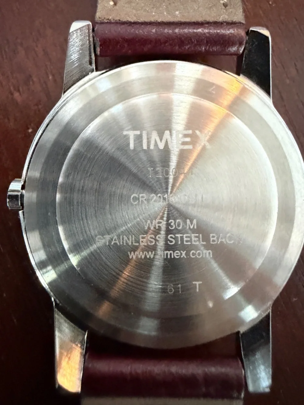 Timex T2004i analog watch with leather strap